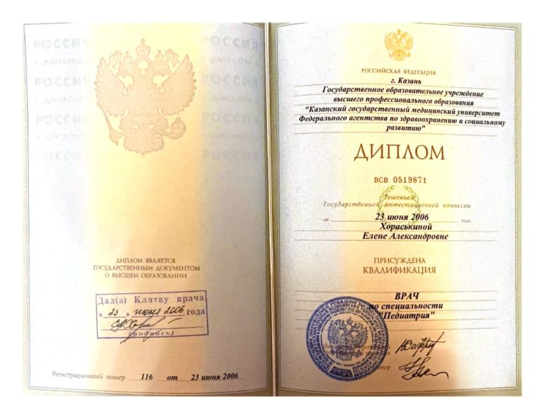 Хораськина Елена Александровна - сертификат